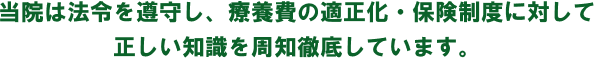 当院は医療費・療養費の適正化に協力しています。皆様のご理解・ご協力をお願致します。