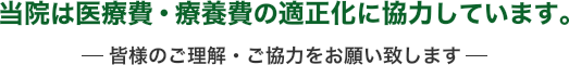 当院は医療費・療養費の適正化に協力しています。皆様のご理解・ご協力をお願致します。